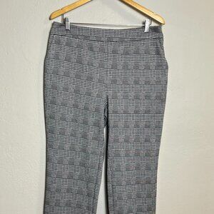 Petite Principle Plaid Pants Petite Large Black White Stretch Slim Ankle Workwea